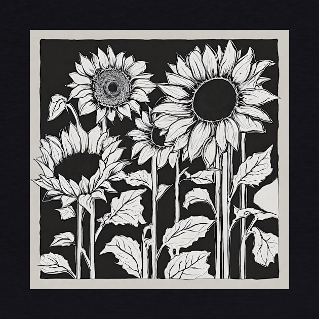Black and White Sunflowers by Blessed Deco and Design